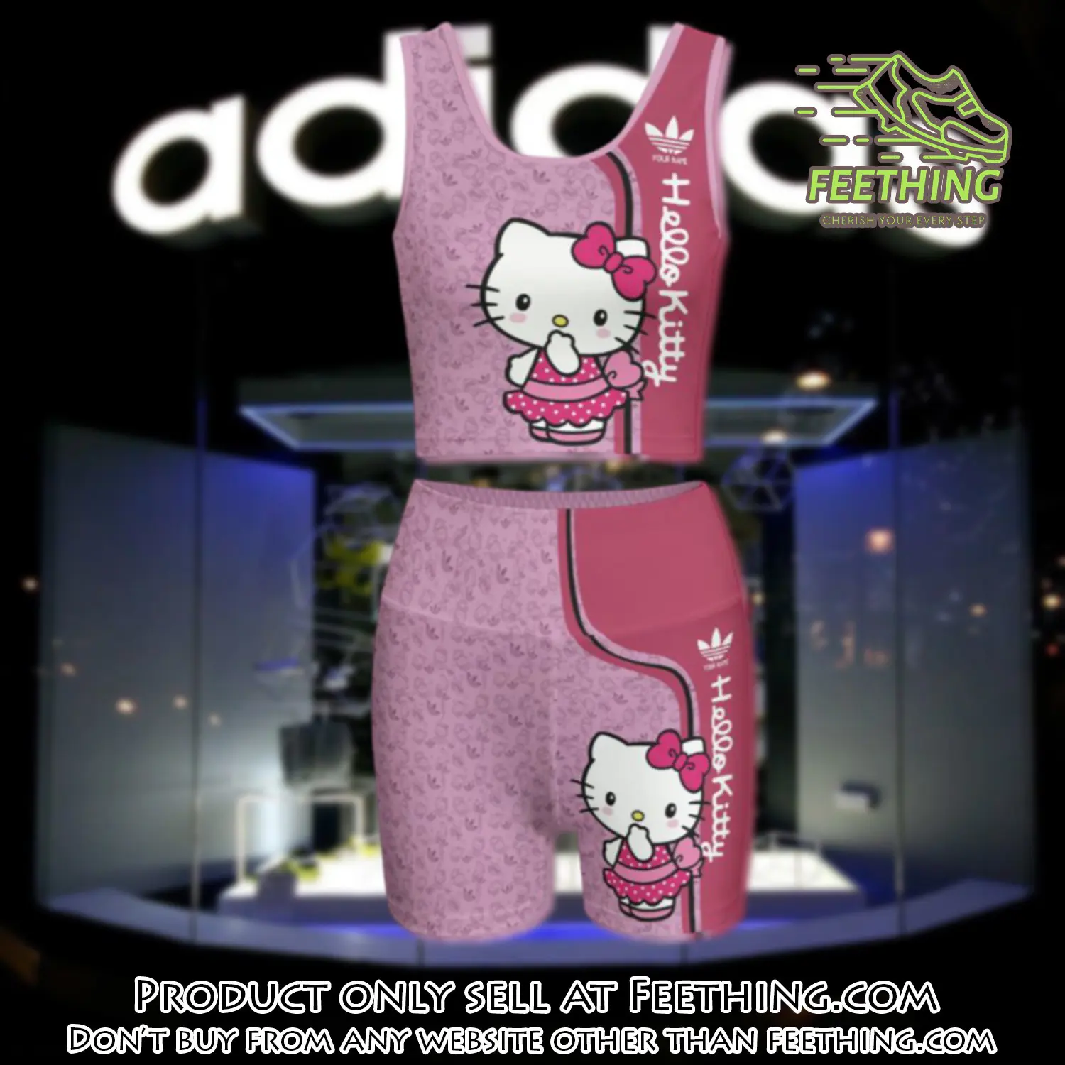Adidas hello kitty summer women sport bra yoga set running outfit sby1039 ft5842123